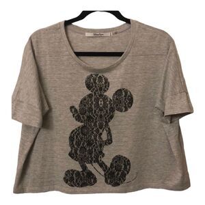 DISNEY Mickey Crop Top silver stripe & Gray